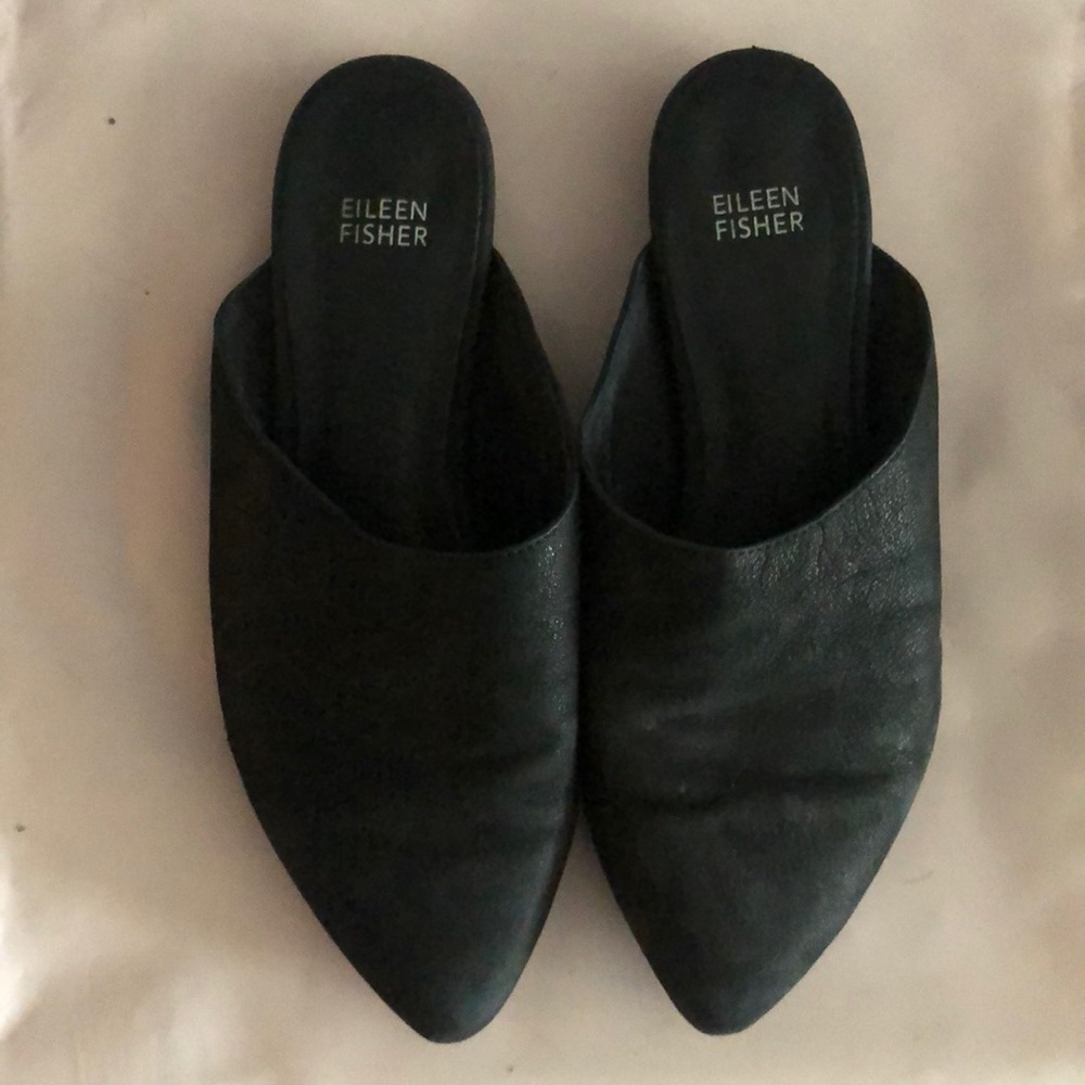 Eileen Fisher Black Suede Mules